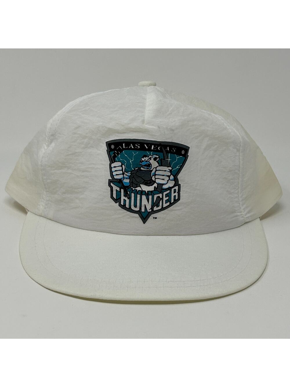 Vintage 90s Las Vegas Thunder Hat Baseball Cap White Ice Hockey Snapback 5 Panel